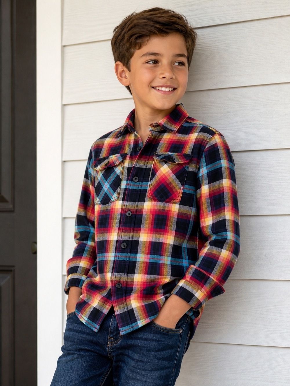 PSNY Boys Plaid Button-Down Shirt – Size 10